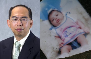 Photo of Feng and his newborn baby