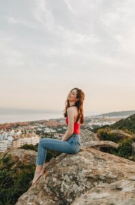 woman smiling and happy