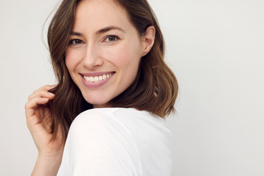 close up woman smiling
